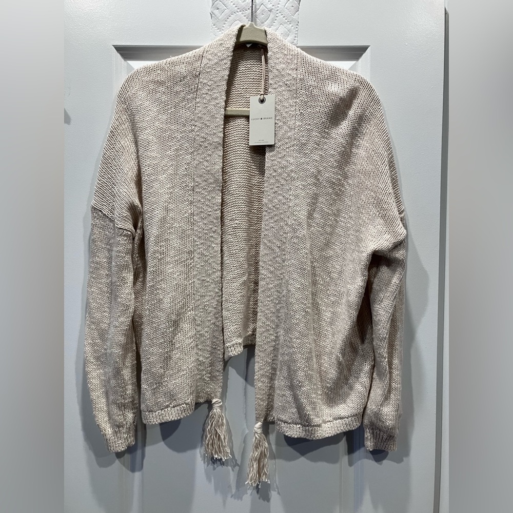 LUCKY BRAND - SWEATER KNIT CARDIGAN - NATURAL